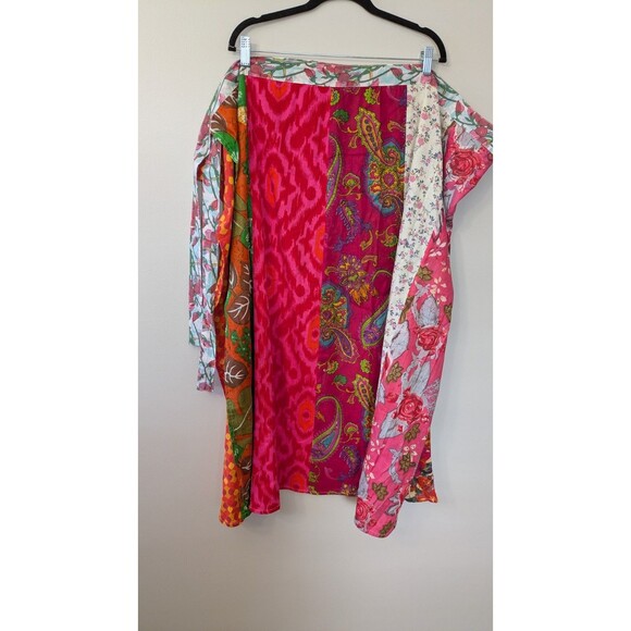 Art Studio Company Sari Cotton Wrap Skirt Handmade Patchwork Colorful Floral NWT - Picture 3 of 9